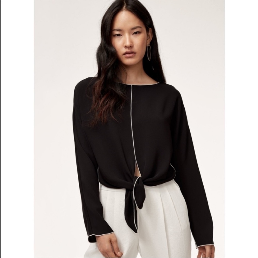 Aritzia Babaton Abasi Front Tie Blouse Size Small